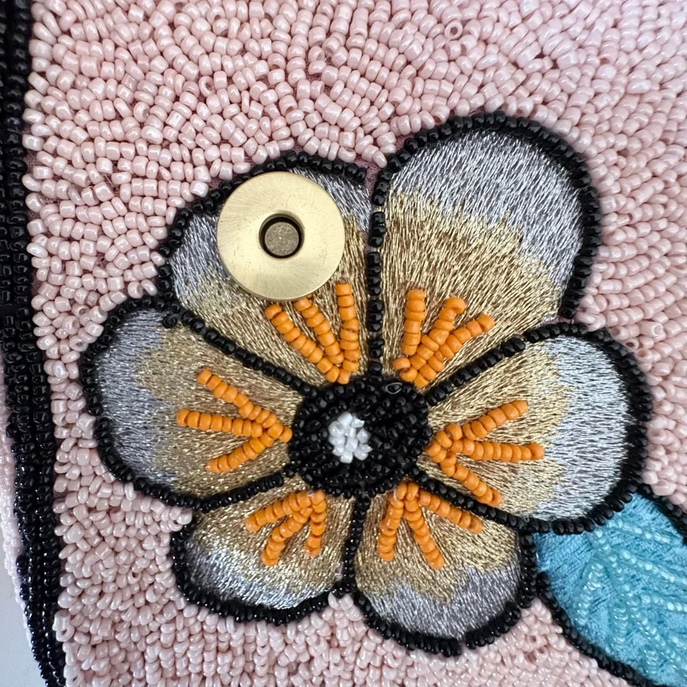 Floral Beaded Shoulder Bag NWT America And Beyond Sparkly Springy Intricate - Picture 12 of 16